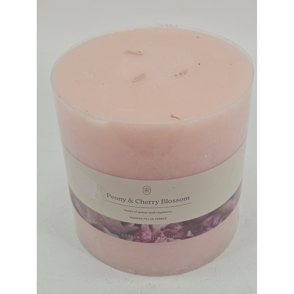 Threshold Peony & Cherry Blossom Scented Pillar Candle 3-Wick Pink 6" X 6"